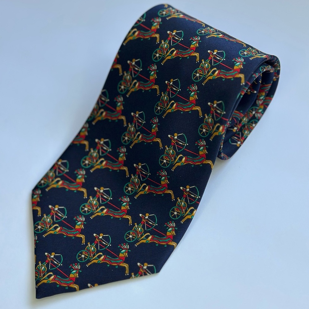 Vintage Neiman Marcus Designer Collections Silk Tie-Richel Equestrian - Picture 6 of 10